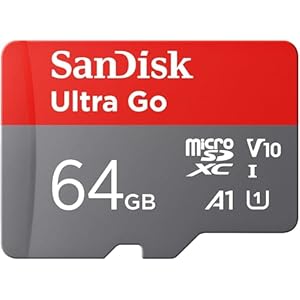 SANDISK Ultra Go Micro SDXC Speicherkarte 64 GB+ SD Adapter (Für Android Smartphones und Tablets, bis zu 150 MB/s Lesegeschwindigkeit) A1, Full HD Video, UHS-I, Class 10, U1, Für Amazon