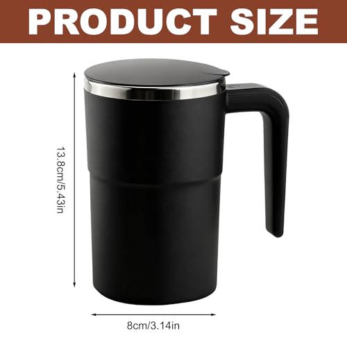 Selbstrührende Tasse, 380ml Automatischer Selbstrührung Kaffeebecher, Elektrischer Selbstrührende Becher mit Temperaturanzeige, Magnetische Mixerbecher für Kaffee, Milch, andere Getränke (Schwarz-2) – Bild 2