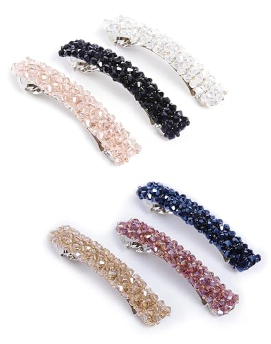 Pinces à cheveux en cristal JEVR pour femmes et filles | Lot de 6 barrettes de fête