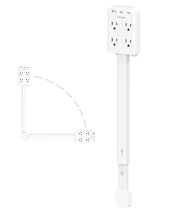 Electrical Outlet Extender Stick with USB Ports 2 USB C 180 Rotating Extendable Wall Plug with 4 AC