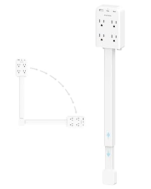 Electrical Outlet Extender Stick with USB Ports 2 USB C 180 Rotating Extendable Wall Plug with 4 AC