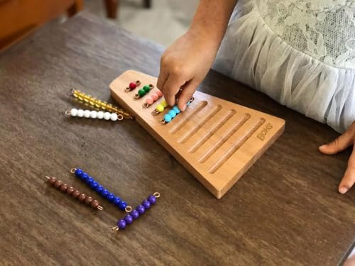 Image of BOHS Montessori Counting Beads 1-10, Wooden Math Bead Stair