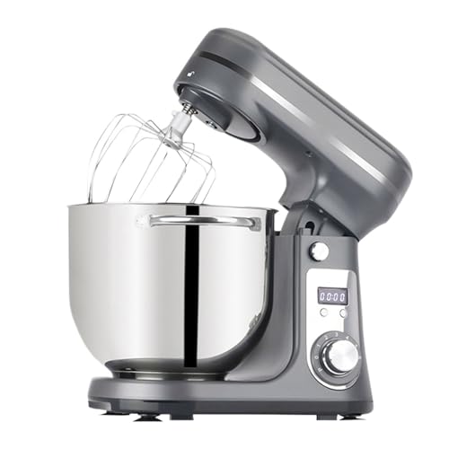 HIJYMNZPQ Batidora De Pie 1200 W, Huevos Y Crema, Amasadora Masa For Pasteles, Capacidad 6 L, Recipiente Acero Inoxidable Hornear Sin Esfuerzo(Gray)