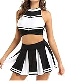 JEATHA Women's Cheer Leader Costume Uniform Fancy Dress Set Cheerleading Performance Outfits Black...