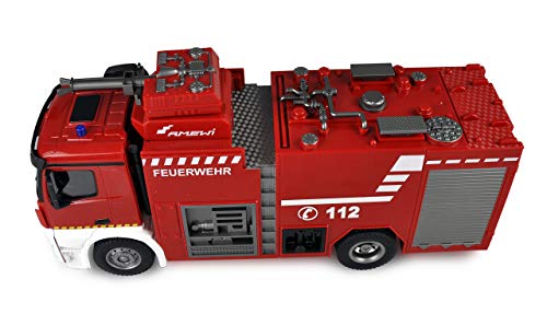 Amewi 22503 Mercedes Benz Feuerwehr-Loeschfahrzeug - Lizenzfahrzeug 1:18 RC Modell-LKW 100% RtR inkl, Rot