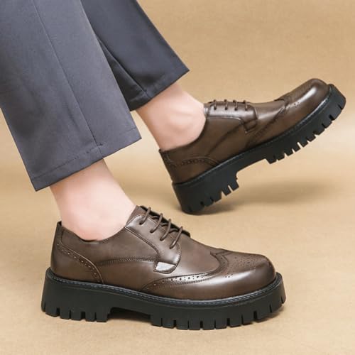 Dress Oxford Formal Shoes for Mens Lace-up Height Increasing Leather Prom Non Slip Block Heel Business3