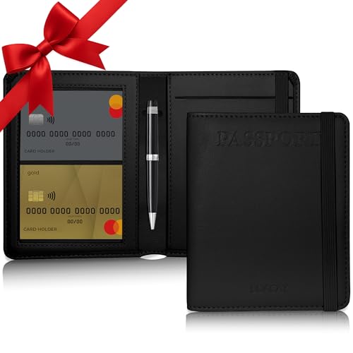 BOACAY Combinato Porta Passaporto e Slot per Tessera Vaccinale - Portafoglio da Viaggio e Custodia...