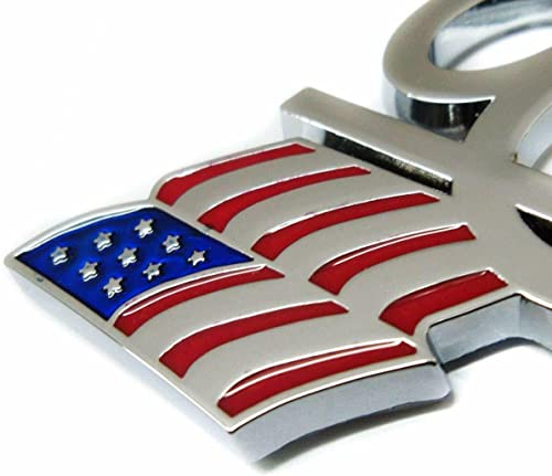 2Pcs V8 Us & Racing Checkered Flag Emblem Letter 3D Badge With 3M Adhesive Nameplate Suitable For Car Styling Fender Trunk Tailgate Bumper Badge Sticker Decorative Accessories (Us Flag) #TOP3