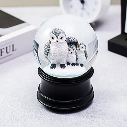 Artpaul Owls Musical Snow Globe Family Themed Water Globe Wind Up Music Box Holiday Decorations (Black) #TOP2