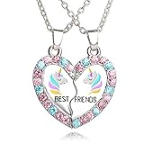 MJartoria BFF Necklace for 2, Best Friend Necklaces Cute Design Valentines Day Gifts Matching Heart Pendant Friendship Necklaces
