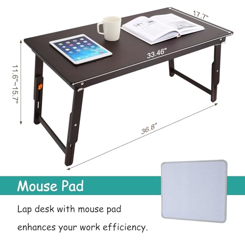 Image of Nnewvante Large Size Floor Desk, Folding Low Coffee Table, No Assembly Required, Adjustable Floor Table for Breakfast Gaming Writing 33.5 inchx17.7 inch Black Walnut