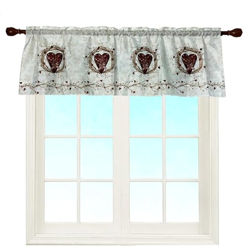 EZ.enjoy Rustic Country Hearts Rod Pocket Decorative Valance 58 x 18 Inches