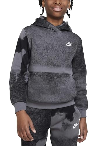 Nike Big Kids Boys/Girls Sportswear Club Fleece Pullover Hoodie (Black/Iron Grey/White) Size XS