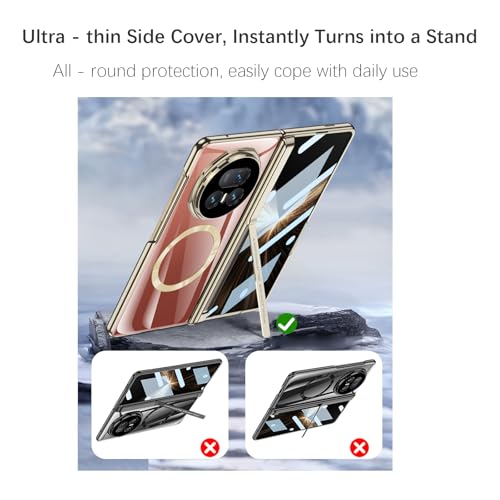 Coque fine Honor Magic V5 transparente or avec protection charnière magnétique - 5
