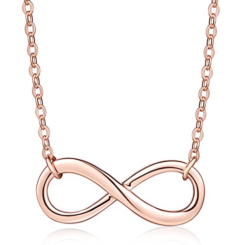 Yumilok Roségold 925 Sterling Silber Unendlichkeit Zeichen Anhänger Halskette Verstellbare Kette mit Anhänger für Damen Mädchen Cover
