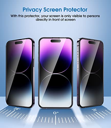 Image of amFilm OneTouch for iPhone 14 Pro Privacy Screen Protector 6.1'' 2022 | 30s Auto-Alignment, Bubble Free, Tempered Glass, 28 Anti Spy, Shatterproof 2 Pack (14P-6.1'')