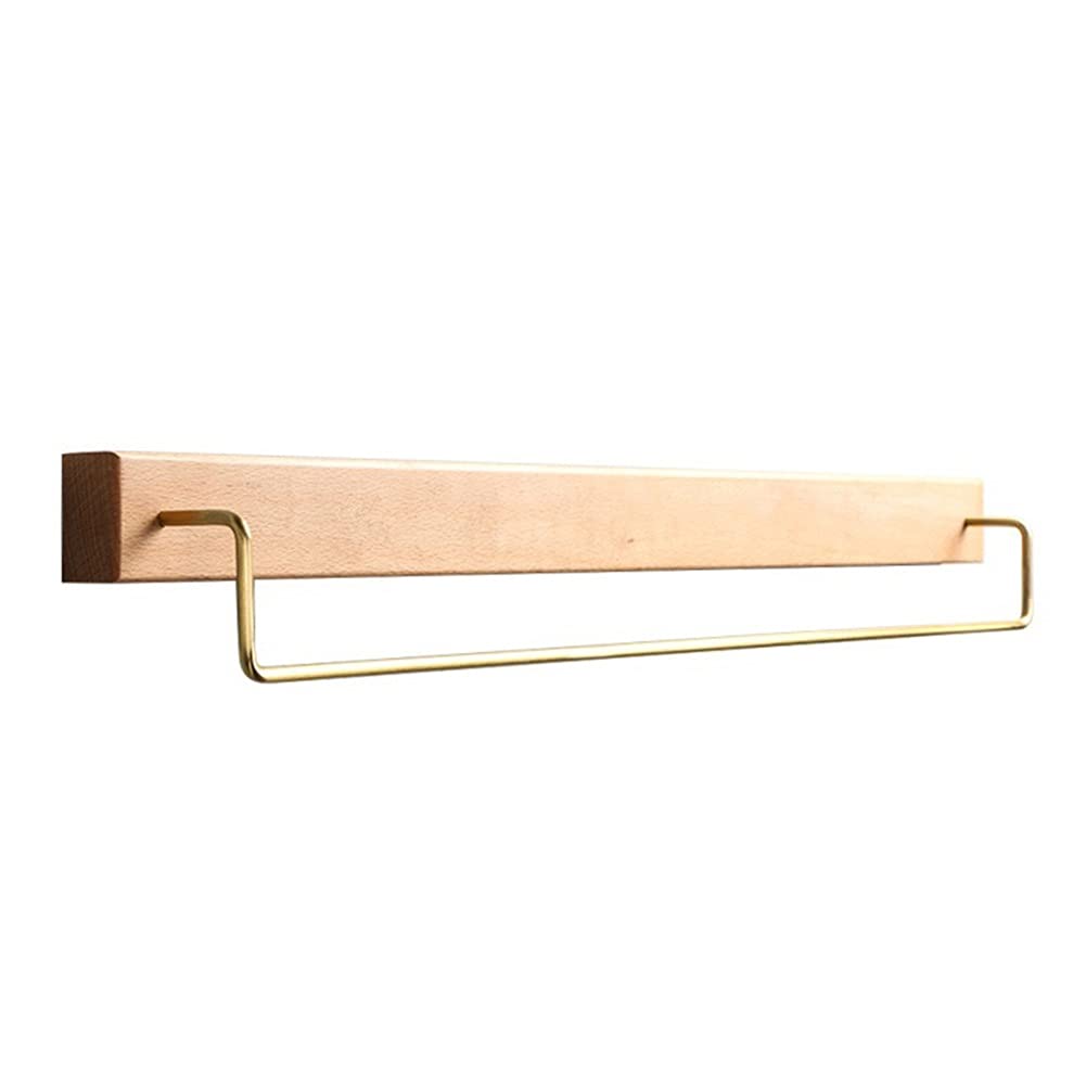 WNJJ Exquisite Bathroom Shelves Towel Rail Rack Solid Wood Towel Rack, Bathroom Kitchen Organizer Shelf, Wooden Towel Bar, Adhesive/Screw Mounted Towel Holder for Bathroom Kitchen (Colo
