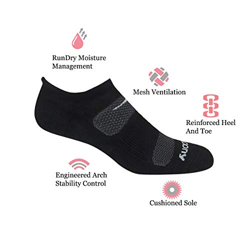 Saucony Men's Multi-Pack Mesh Ventilating Comfort Fit Performance Tab Socks, Black (6 Pairs), Shoe Size: 8-12 #TOP1