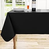 homing Rectangle Vinyl Tablecloth, Waterproof Spillproof Plastic Flannel Backed Table Cloth, Wipe Clean Table Cover for Dining, Buffet Parties and Camping (Black, 60' x 84')