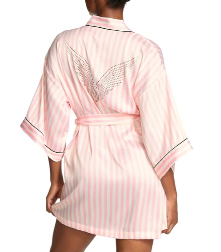 Victorias Secret Angel Essentials Backstage Satin Sparkle Short Robe Iconic Stripe Fashion Show XL/XXL