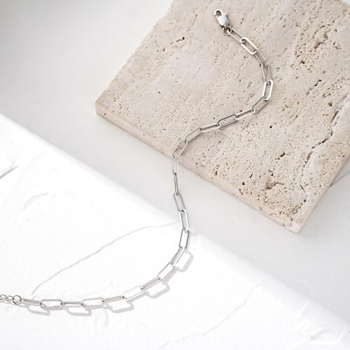 Image of CHIC & ARTSY 925 Sterling Silver Ankle Bracelets for Women, Adjustable Double Layer Chain Anklets, Minimalist Lightweight Foot Jewelry for Beach & Everyday Wear
