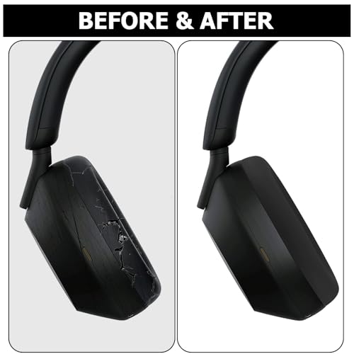 Fundas de silicona resistentes al sudor para almohadillas Sony WH-1000XM5 - Cubiertas lavables para almohadillas de auriculares inalámbricos Sony WH-1000XM5 (Negro) miniatura 6