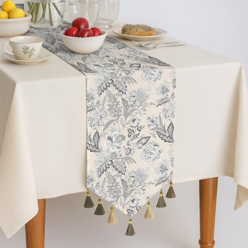 Image of Casableu Calvia Grey 6 Seater Table Runner Dust-Proof Table Runner for Dining Tabletop Decoration | Size: 13x72 Inches