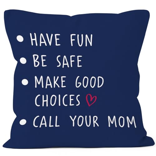 MONALET Navy Blue Call Your Mom Throw Pillow Cover for College Dorm 18x18 Classroom Decor Pillow Cases for College Freshman Student Teens Dorm Back to School Gifts Decorative Pillowcases