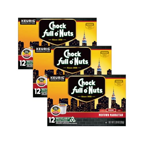 Chock Full o'Nuts Midtown Manhattan Coffee, K-Cup Pods, 12