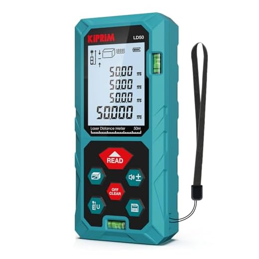Laser Distance Measure 165 Feet with 2 Bubble Levels,M/in/Ft Unit Switching Backlit LCD,99 Sets Data Storage and Pythagorean Mode, Measure Distance, Area and Volume Kiprim LD50