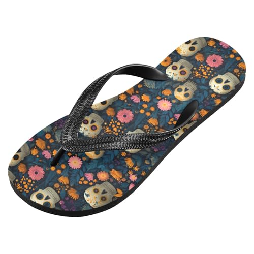 Flip Flop Sandals Mexican Skulls Print for Women Men Beach Outdoor XS2