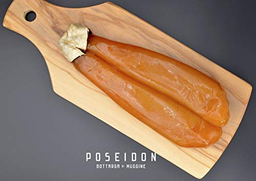 Poseidon Bottarga (gewürzt wild Meeräsche Rogen) Mittelmeer-Superfood aus Sardinien Made in Italy 100 ~ 130 g Kosher