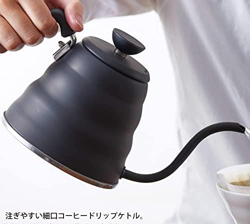 Hario VBK-120-MB V60 Bouno czajnik do kawy z łabędzia szyja stovetop czarny (1,2 l/ 1200 ml) czarny