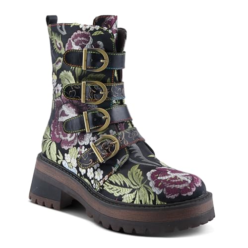 Spring Step L'Artiste Haruko Women's Statement Boot - Lugged Sole, Decorative Straps, Artistic Design2