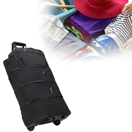 Rolling Duffel Bag Handbag Lightweight Travel Storage over Luggage Organizer Luggage Bag for Trips Business Traveling Outdoor, Black4