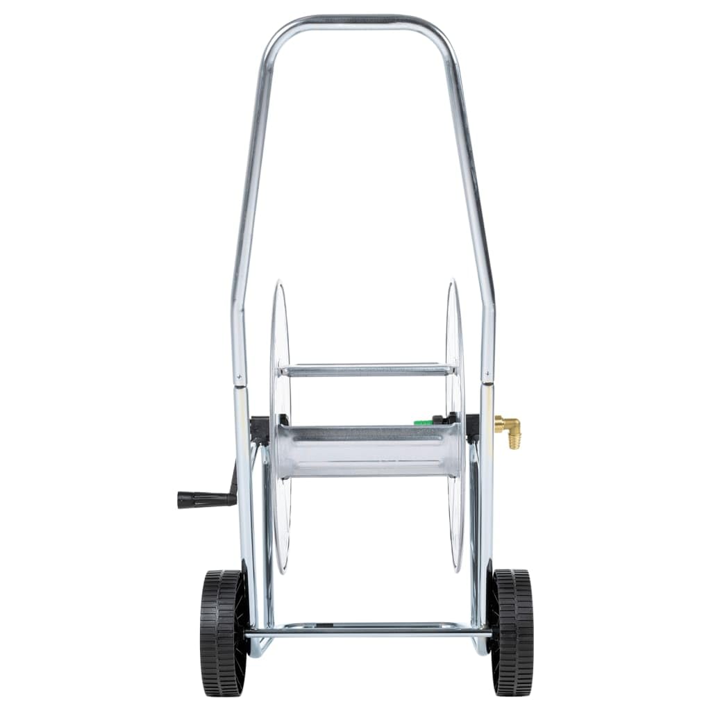 Mangloder Schlauchwagen für 80 m 3/4 Zoll Gartenschlauch aus verzinktem Stahl mit Rollen und langer Griff für einfache Gartenbewässerung und flexible Handhabung