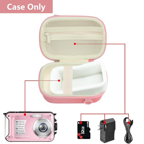 Funda impermeable rígida para cámara Leayjeen rosa miniatura 2