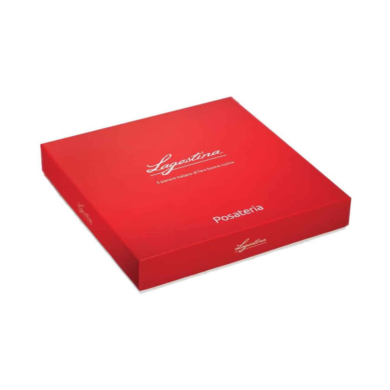 Lagostina Ambra, Set Posate per 6 Persone con 6 Forchette Tavola, 6 Coltelli Bistecca, 6 Cucchiai Tavola, 6 Cucchiaini Caffè, Set Posate in Acciaio Inox 18/10 con Finitura Lucida a Specchio