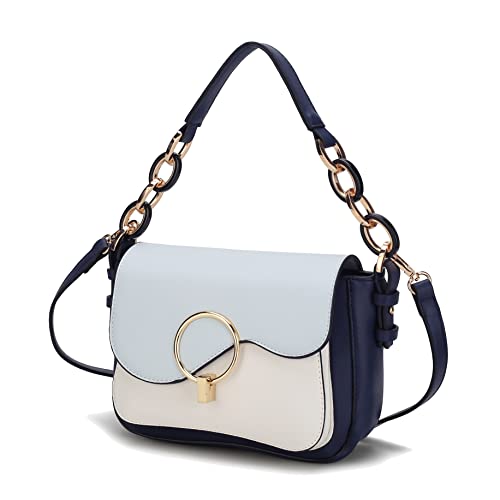 MKF Collection Bolsa feminina de couro vegano, bolsa tiracolo da Mia K, Branco-azul claro, Medium