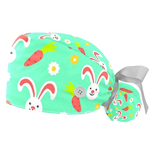 Chapeaux bouffants réglables pour femmes et hommes casquettes de travail motif lapin floral