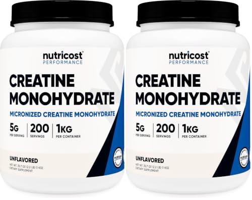 Nutricost Creatine Monohydrate Micronized Powder (1 KG) (Pack of 2) Unflavored 1000 Gram (Pack of 2)