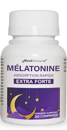 MÉLATONINE PURE EXTRA FORTE (Stock Pour 12 Mois) | Supplément Pour Sommeil À Libération Prolongée | 365 Cpr. Haute Dose De 1 MG. De Mélatonine | Sans Gluten Et Lactose | Facile À Avaler