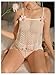 SOLY HUX Women's Sheer Mesh Pajama Bowknot Camisole Top and Shorts 2 Piece Lounge Set See Through Lingerie White Heart Medium