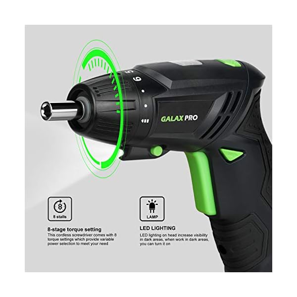 GALAX PRO Mini-Akkuschrauber, Lithium-Ionen-Akku-Schraubendreher mit 2000 mAh, 2 flexible Positionen und 8… – Bild 5