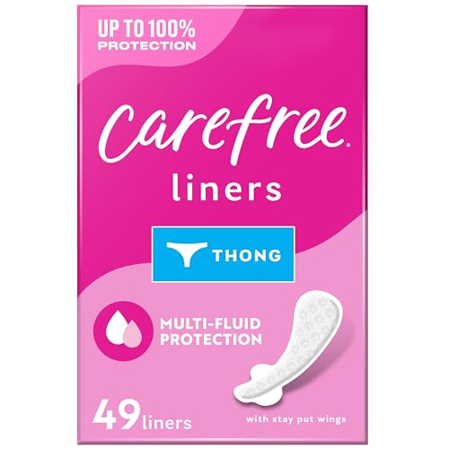Carefree Thong Panty Liners, Unwrapped, Unscented, 49ct