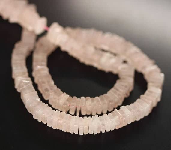 Perles quartz rose 5mm cube heishi fil de pierre naturelle pour création bijoux artisanaux DIY