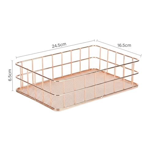 Image of Oddpod Rose Gold Wire Mesh Storage Basket Metal Desktop Organizer