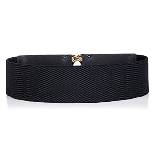 Women's Elastic Wide Stretchy Waist Cinch Belt Double Ring Buckle Waistband for Dresses Ladies2