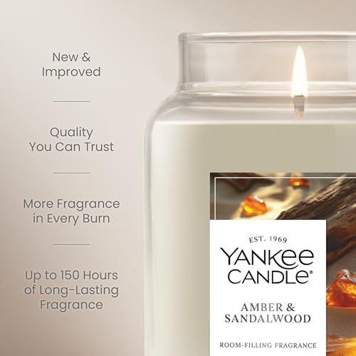 image for Yankee Candle Amber & Sandalwood, Scented Candle, 22oz Large Jar with 