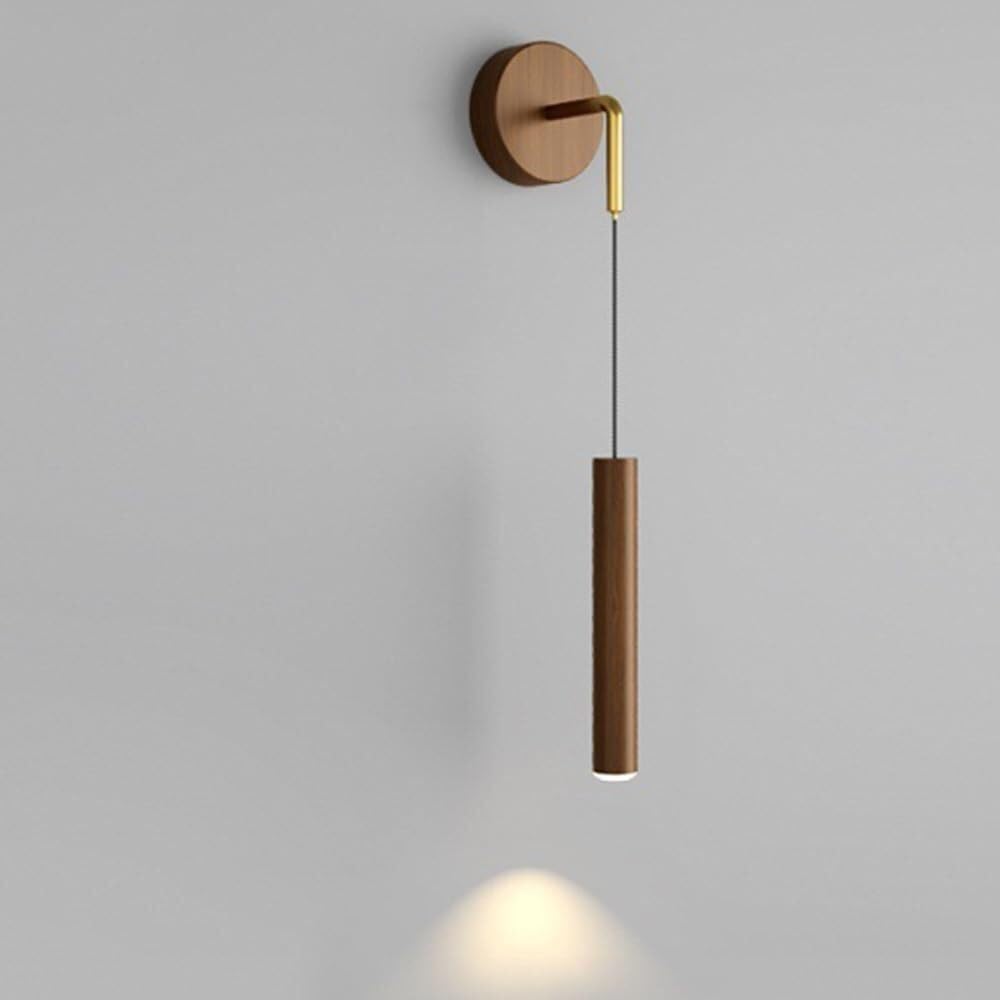 SXECAEPS Nordic Minimalist LED Wall Lamp Wood Grain Sconce Long Strip Farmhouse Lantern for Bedroom Bedside Living Room Study Corridor Entryway Restaurant(Walnut,3000K)